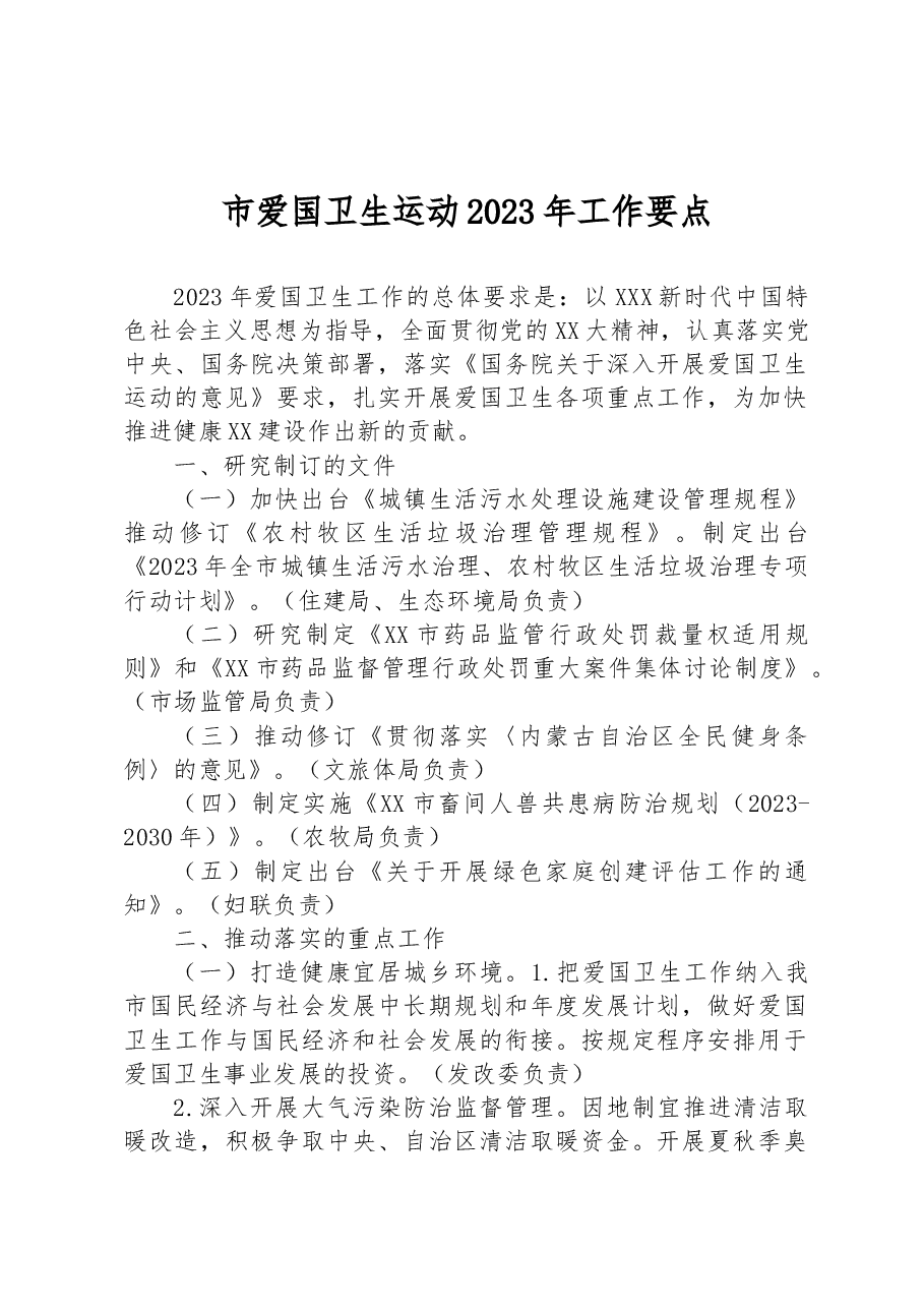 市爱国卫生运动2023年工作要点.docx,第1页预览
