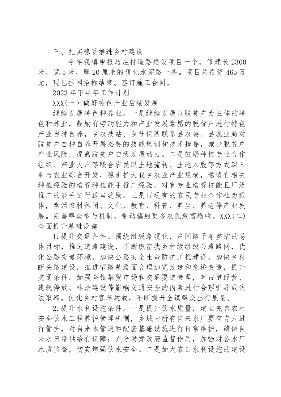 镇2023年上半年工作总结及下半年工作计划打算.docx,第2页预览