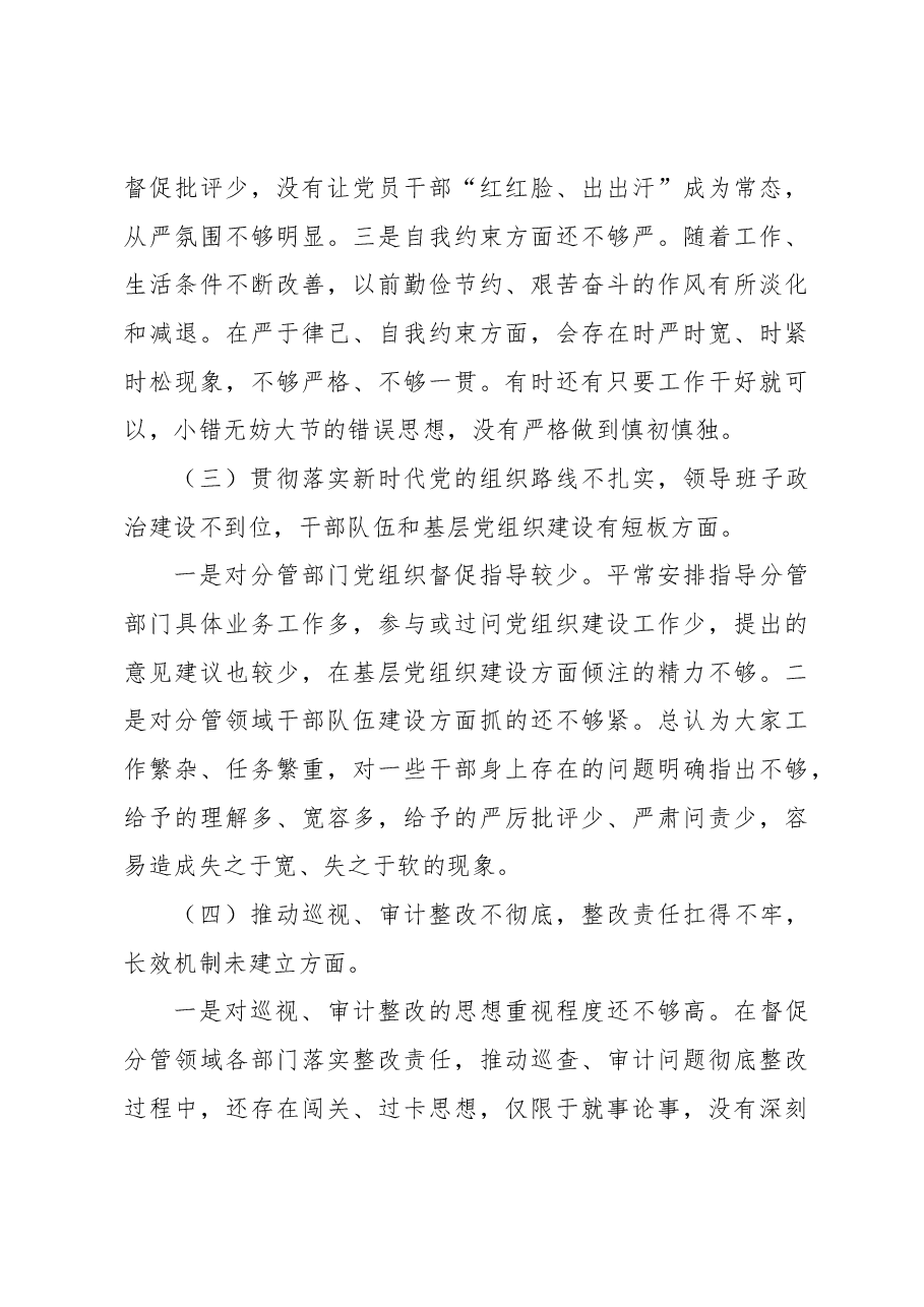 巡视整改民主生活会个人发言提纲.docx,第3页预览