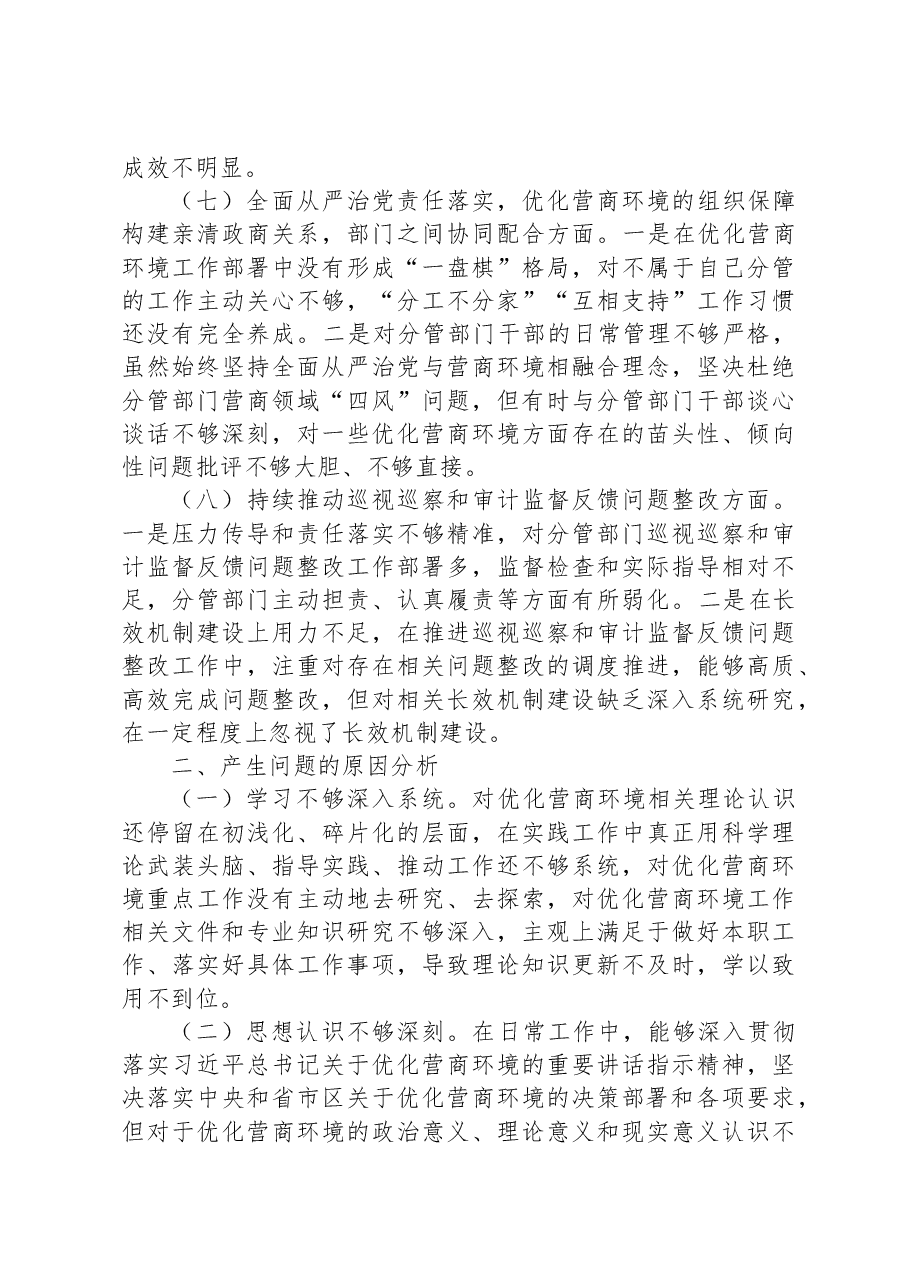 优化营商环境民主生活会个人对照检查材料.docx,第3页预览