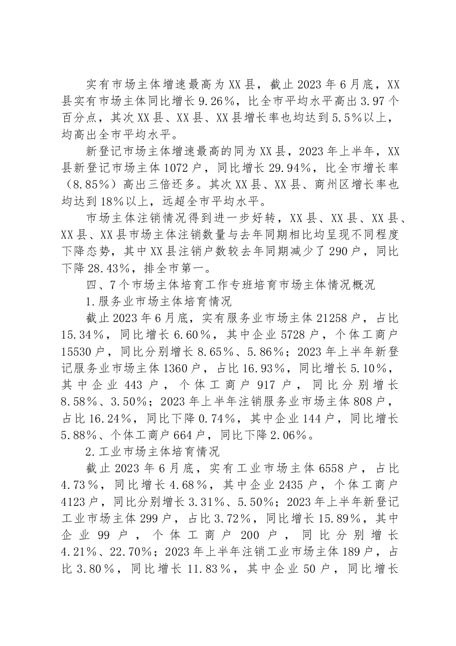 市2023年上半年市场主体发展情况报告.docx，第4页预览