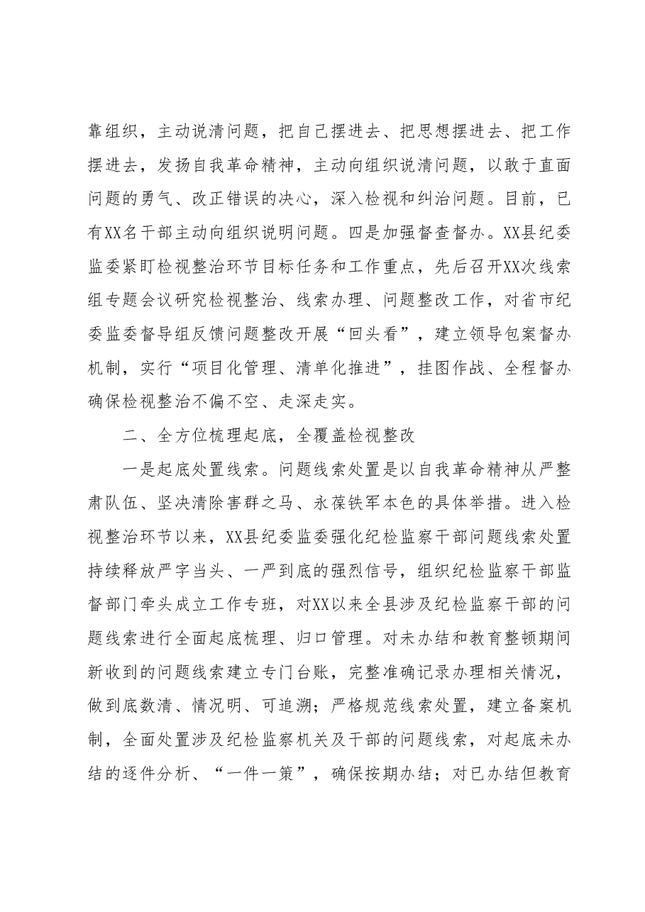 某县纪检监察干部队伍教育整顿检视整治环节工作汇报.docx,第3页预览