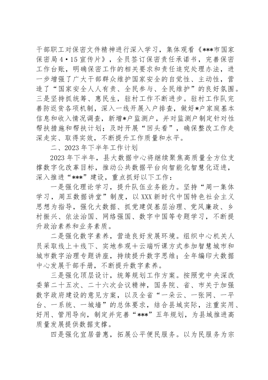 2023XX县大数据中心上半年工作总结.docx,第3页预览