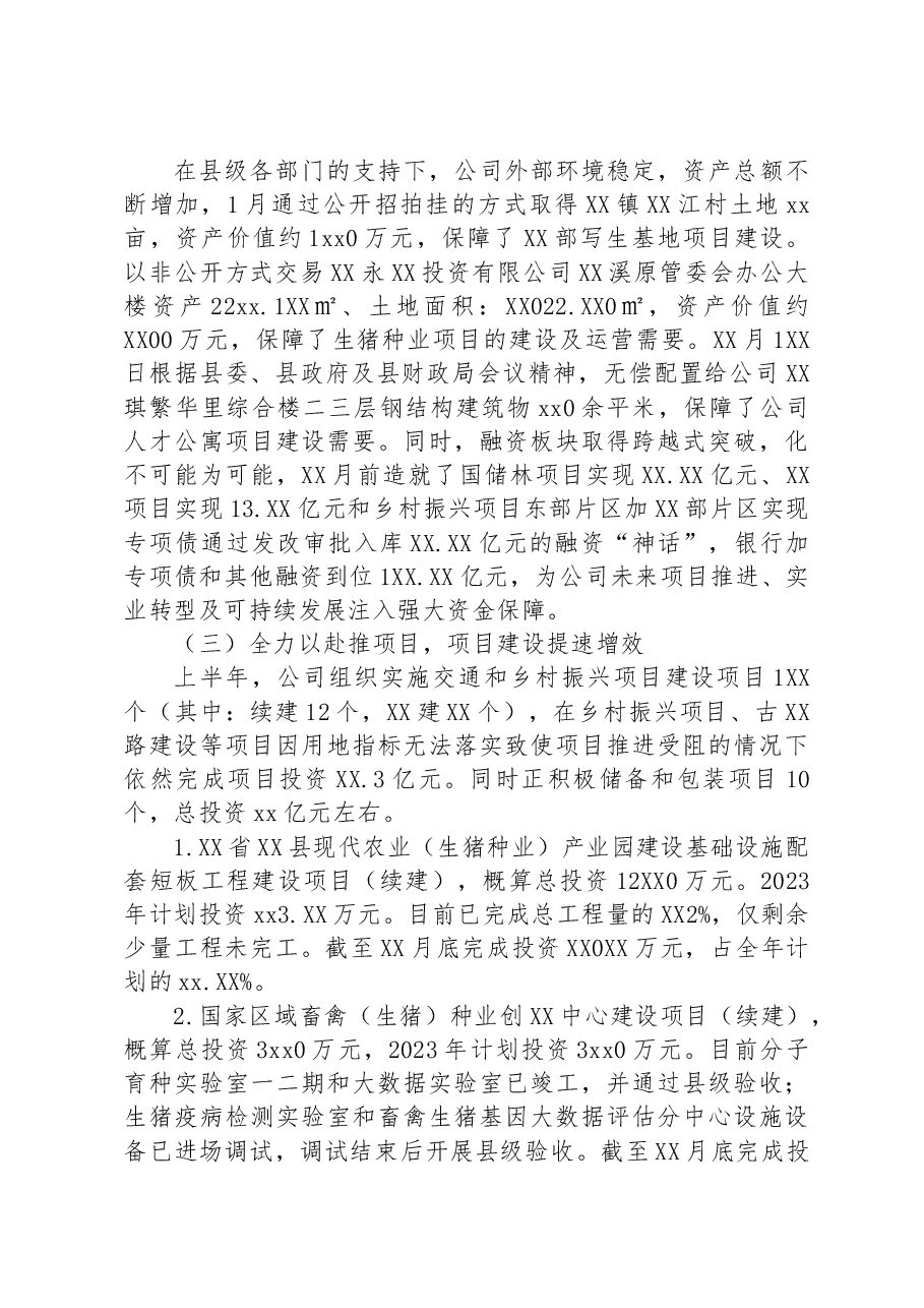 公司关于2023年上半年经营管理工作开展情况的报告.docx，第3页预览