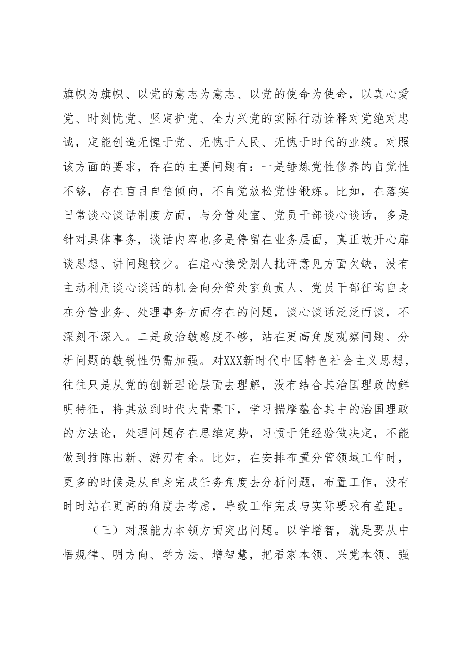 2023年主题教育专题民主生活会对照检查剖析材料(副职领导).docx,第3页预览