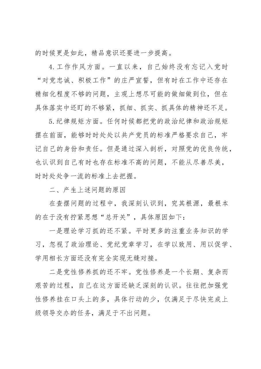 主题教育组织生活会(政治素养、思想观念、担当作为、作风、纪律规矩,检视剖析材料,发言提纲)个人对照检查材料.docx,第2页预览