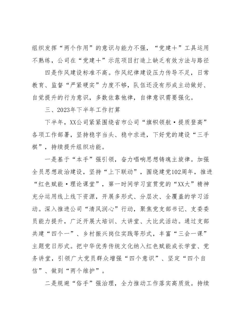 (2篇)2023年国有企业党建年中工作调研汇报.docx,第3页预览