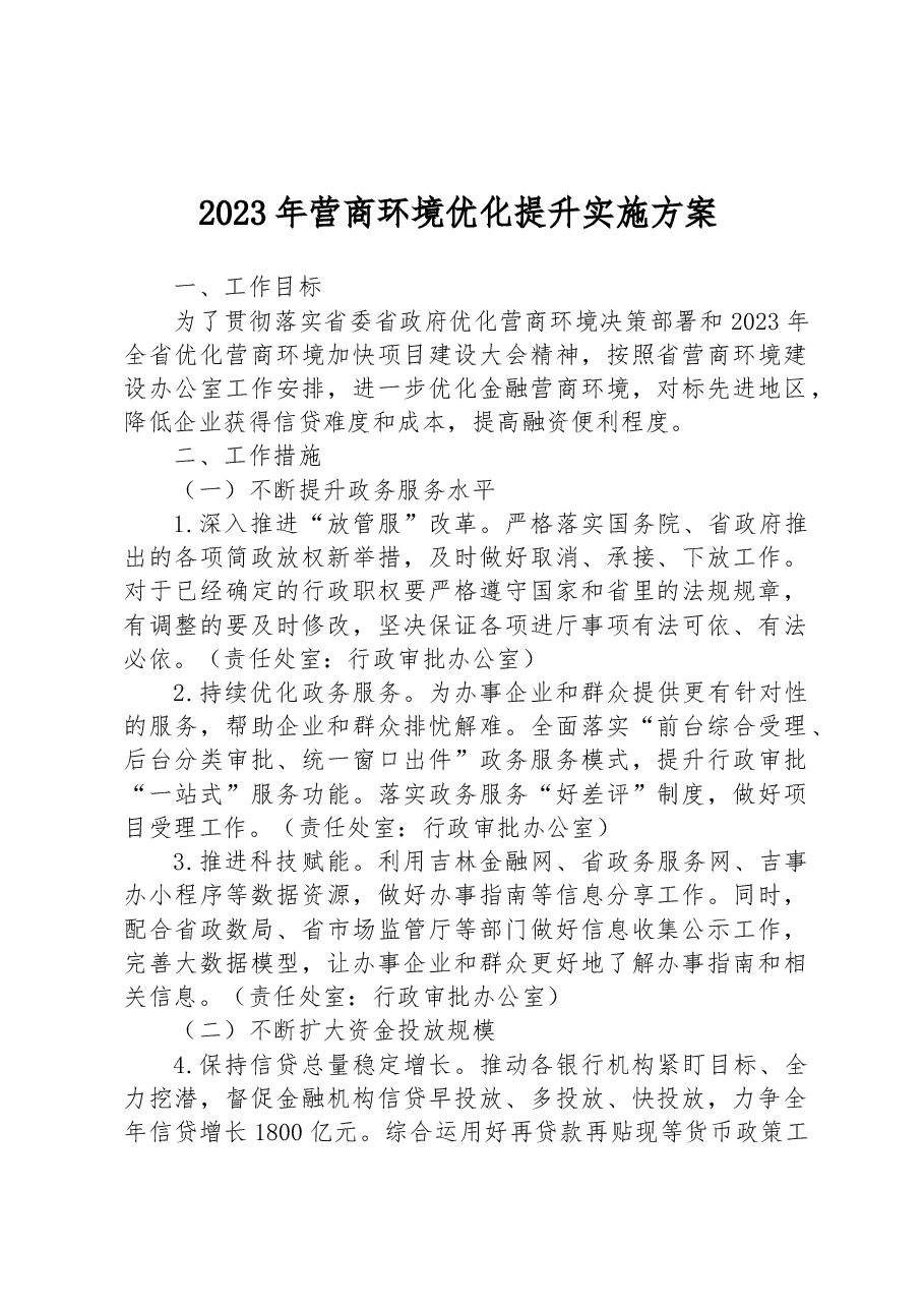 2023年营商环境优化提升实施方案 .docx,第1页预览