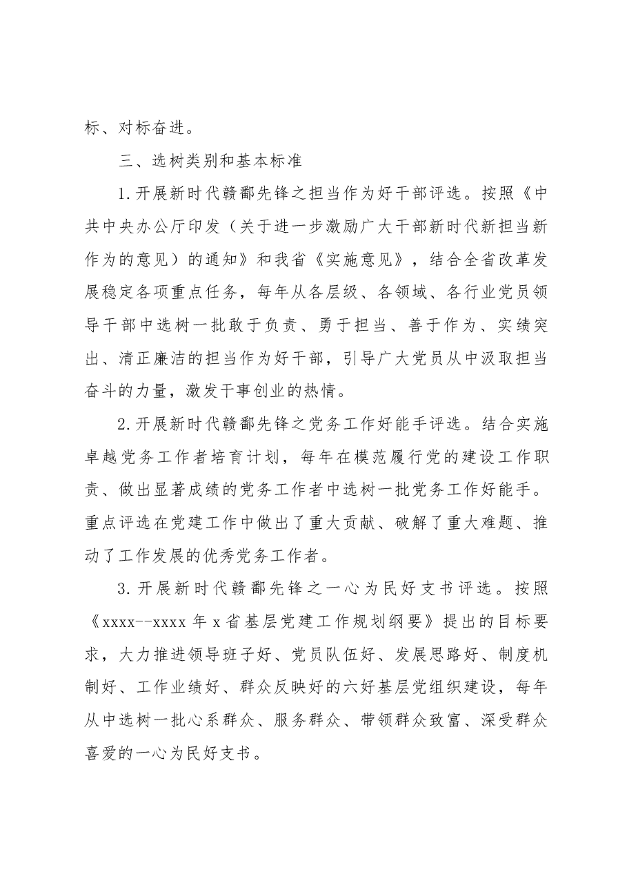 关于开展新时代赣鄱先锋选树学活动的工作方案.docx,第3页预览