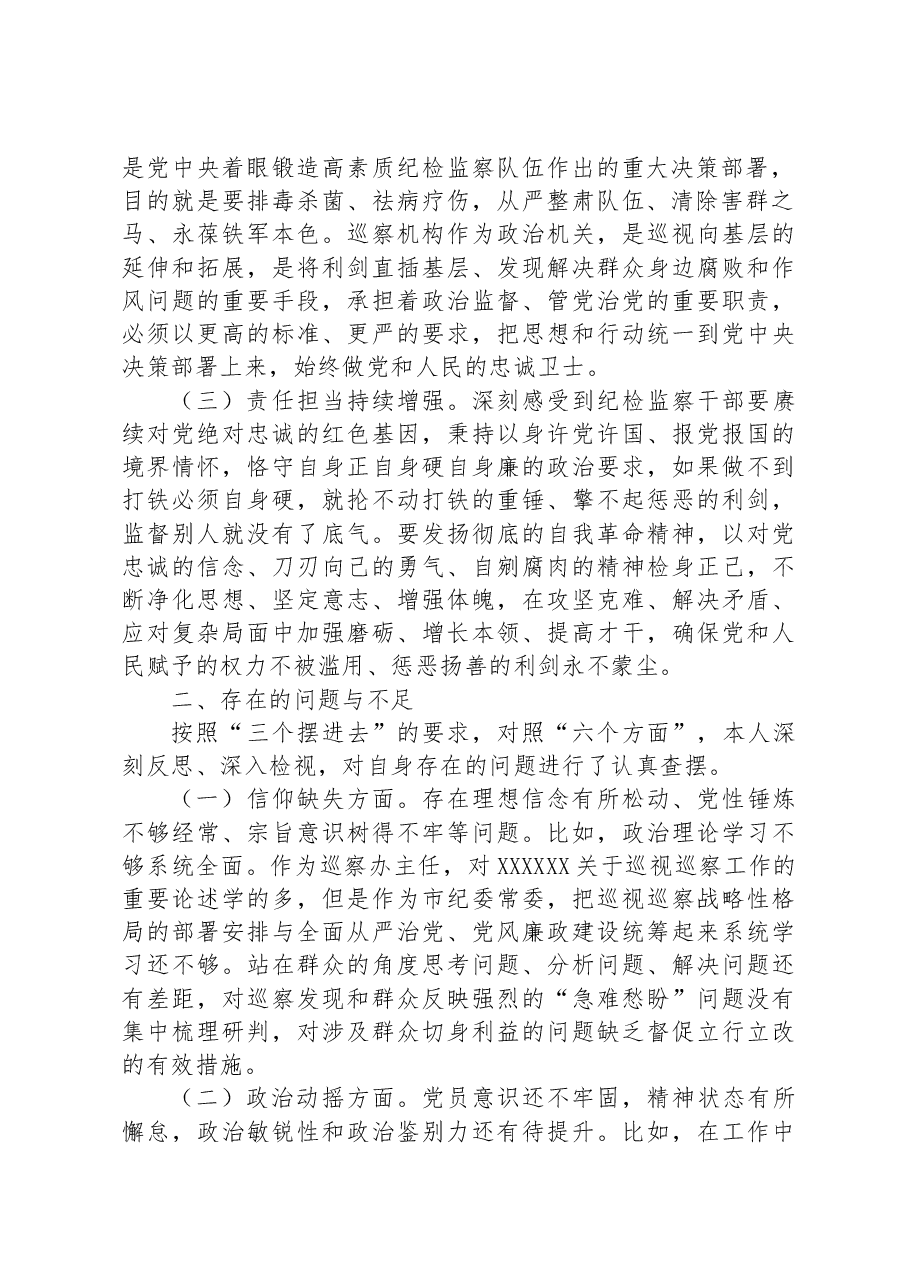 市纪委常委纪检监察干部队伍教育整顿党性分析报告.docx,第2页预览