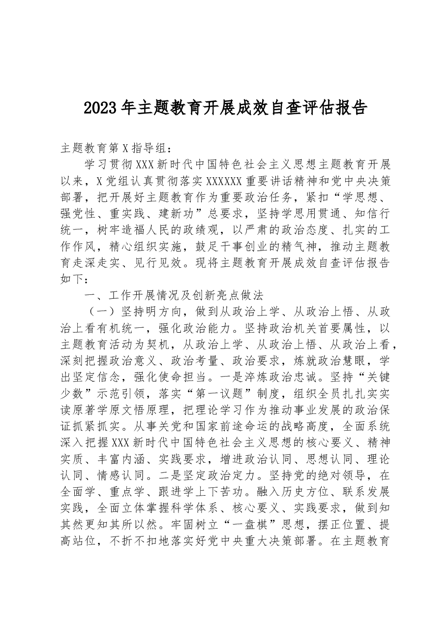 2023年主题教育开展成效自查评估报告.docx,第1页预览