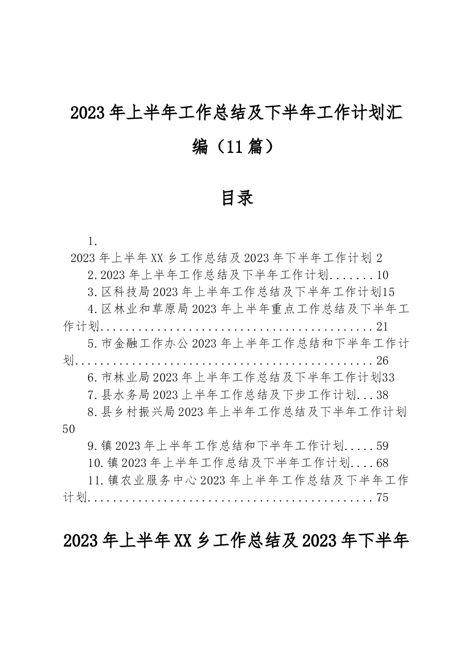 （11篇）2023年上半年工作总结及下半年工作计划汇编.docx，第1页预览