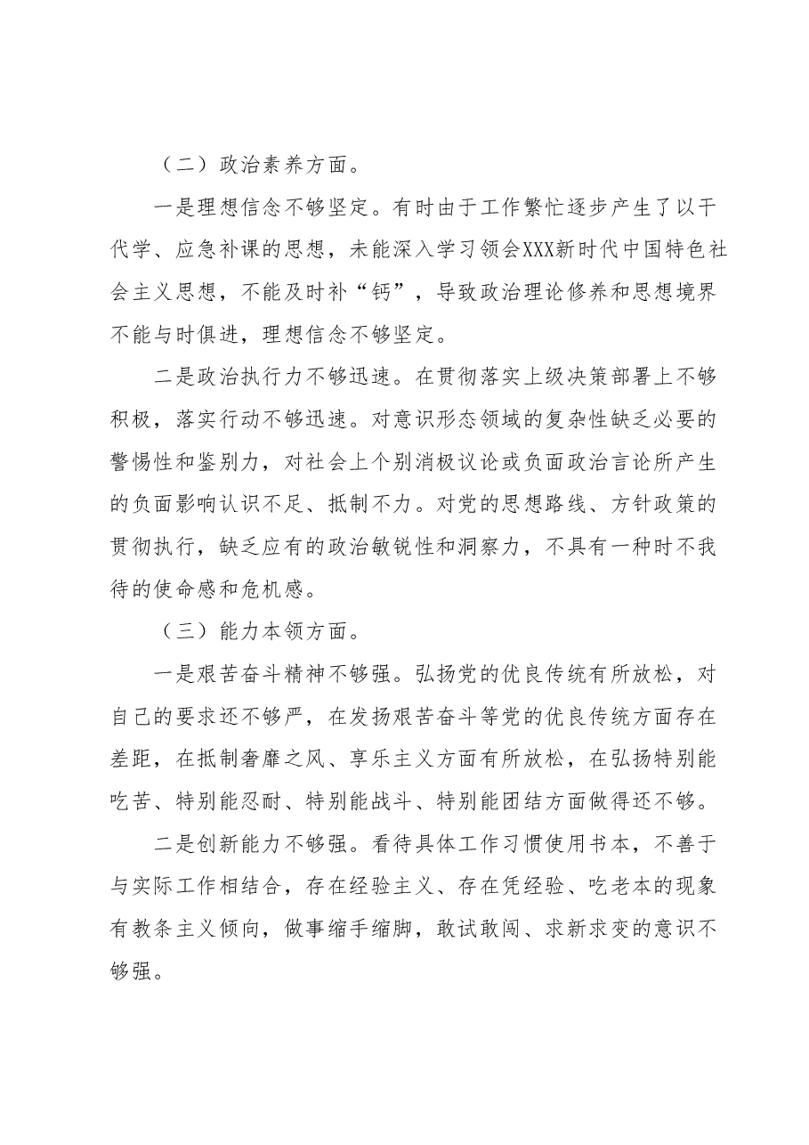 2023年主题教育专题民主生活会党员干部个人对照检查材料.docx,第2页预览