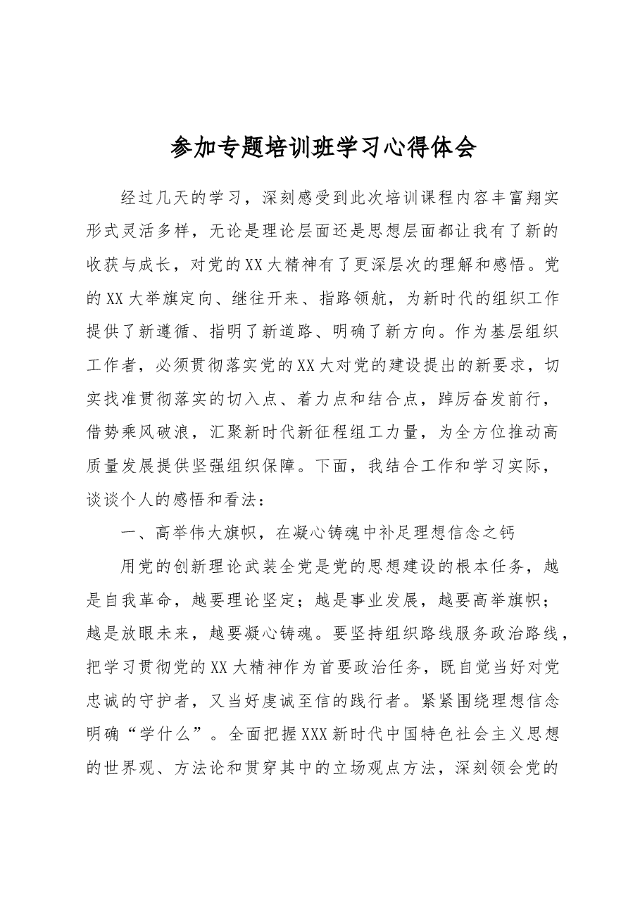 参加专题培训班学习心得体会.docx,第1页预览