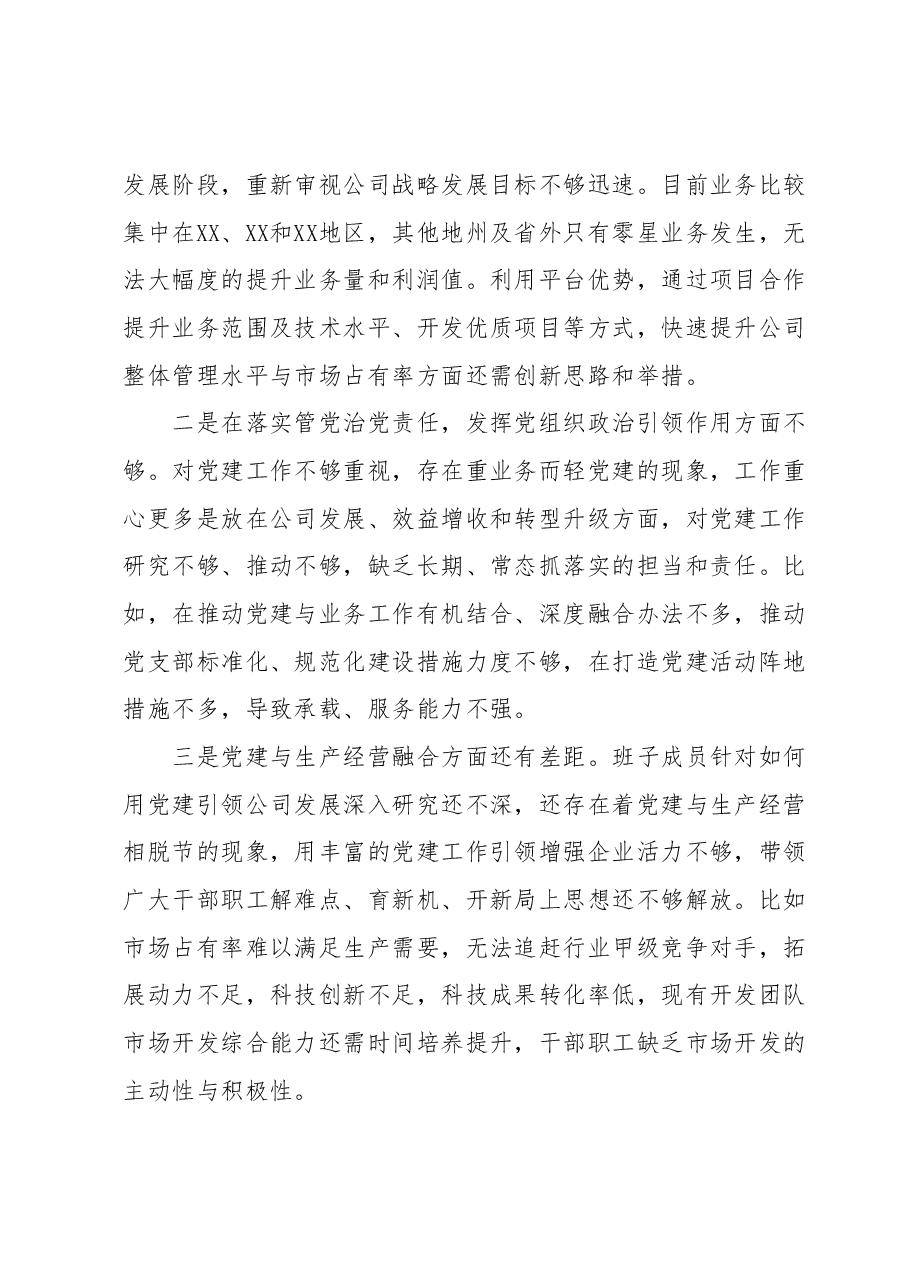 国企2023年主题教育专题组织生活会对照检查材料.docx,第3页预览