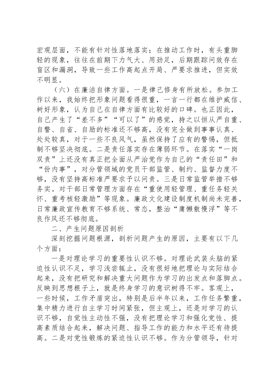 2023年主题教育专题民主生活会领导干部个人对照检查材料.docx，第4页预览