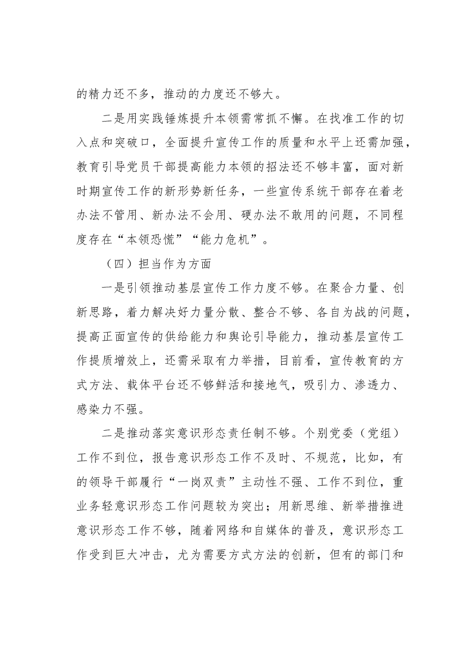 2023年主题教育民主生活会个人对照检查材料(宣传部长).docx,第3页预览