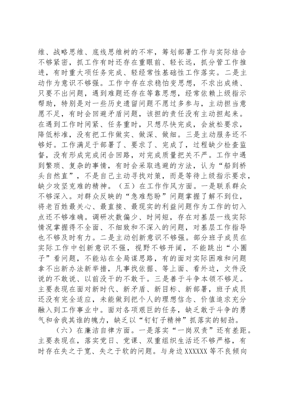 2023年主题教育专题民主生活会领导干部个人对照检查剖析材料.docx,第3页预览