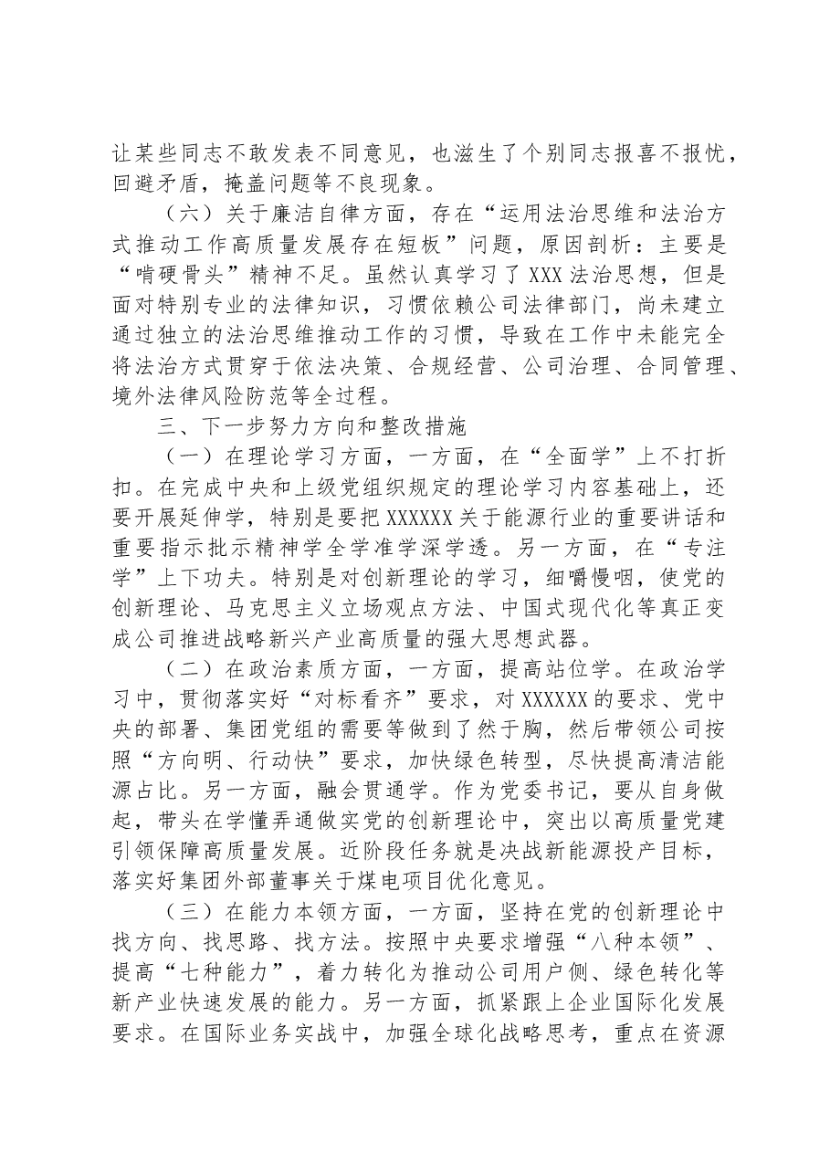 党委书记主题教育专题民主生活会个人发言提纲.docx,第4页预览