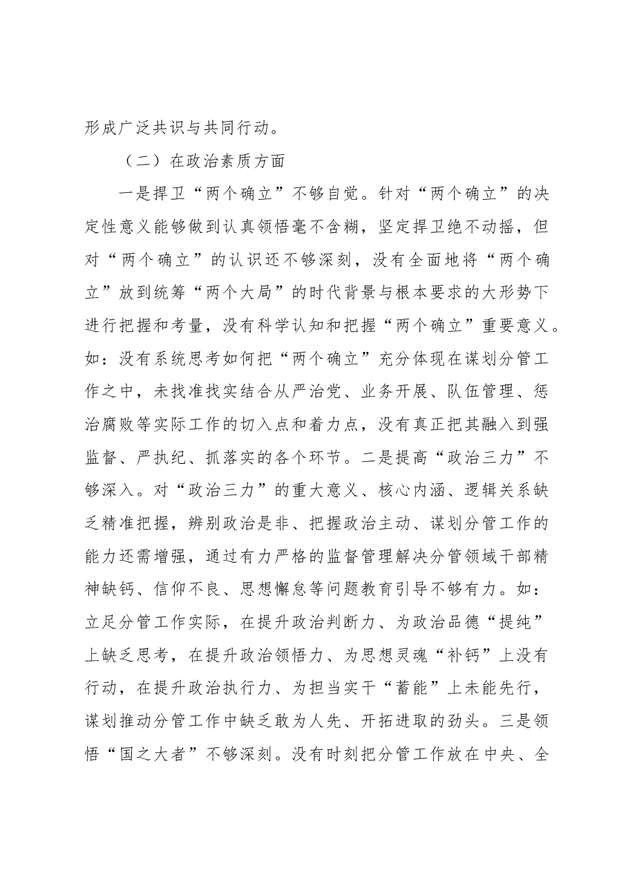 2023年班子成员主题教育民主生活会个人发言提纲.docx,第3页预览