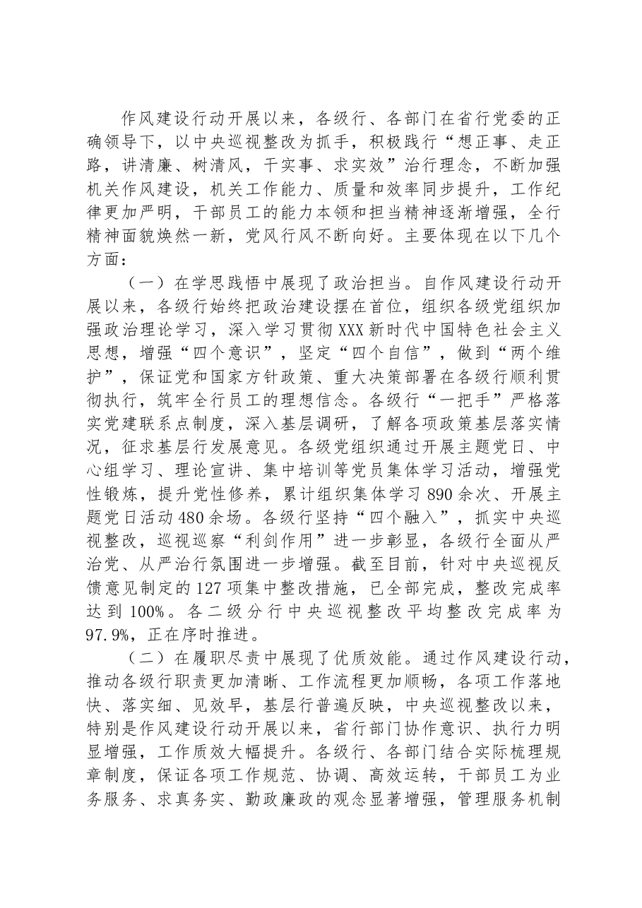 关于全省农行作风建设行动开展情况的汇报.docx,第4页预览