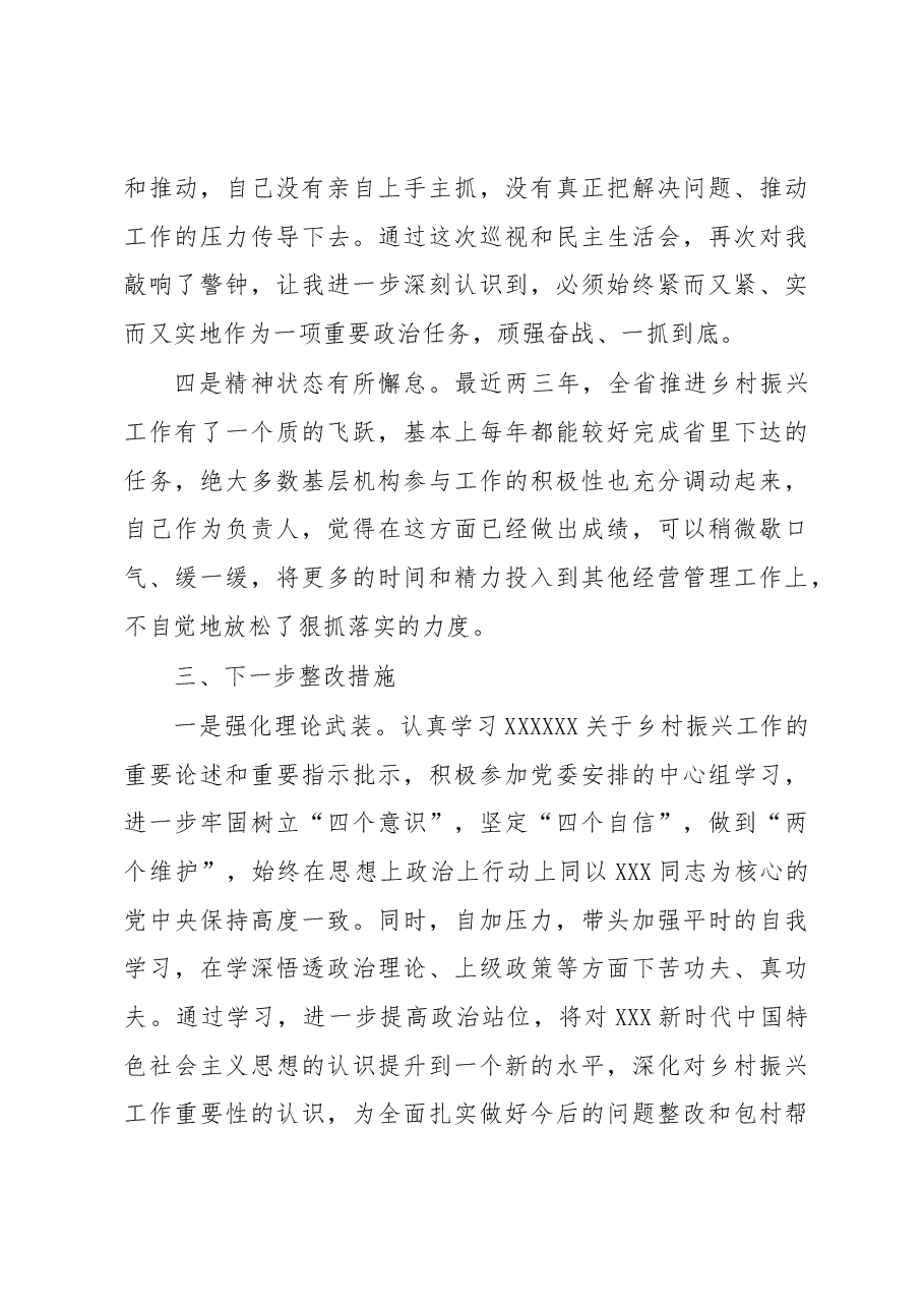 包村帮扶领导巡视整改民主生活会发言材料.docx，第3页预览