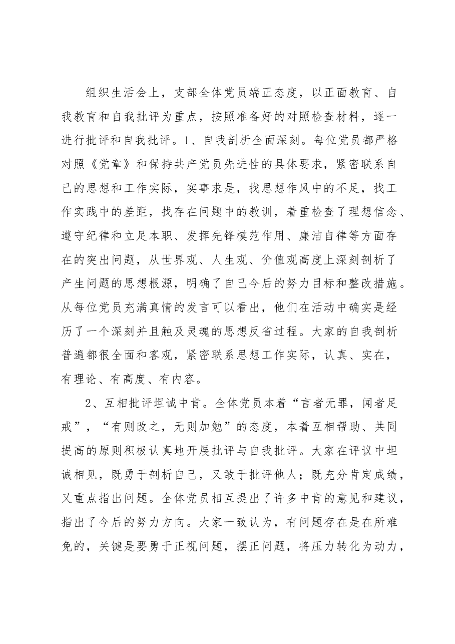 开展学习贯彻习近平新时代中国特色社会主义思想主题教育专题组织生活会的报告.docx,第2页预览