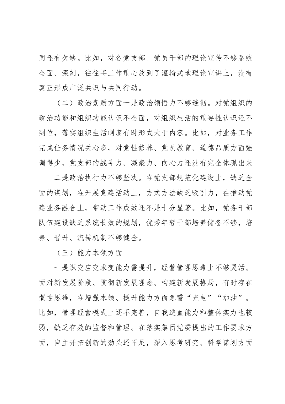 国企2023年度主题教育专题组织生活会个人发言提纲(董事长).docx,第3页预览
