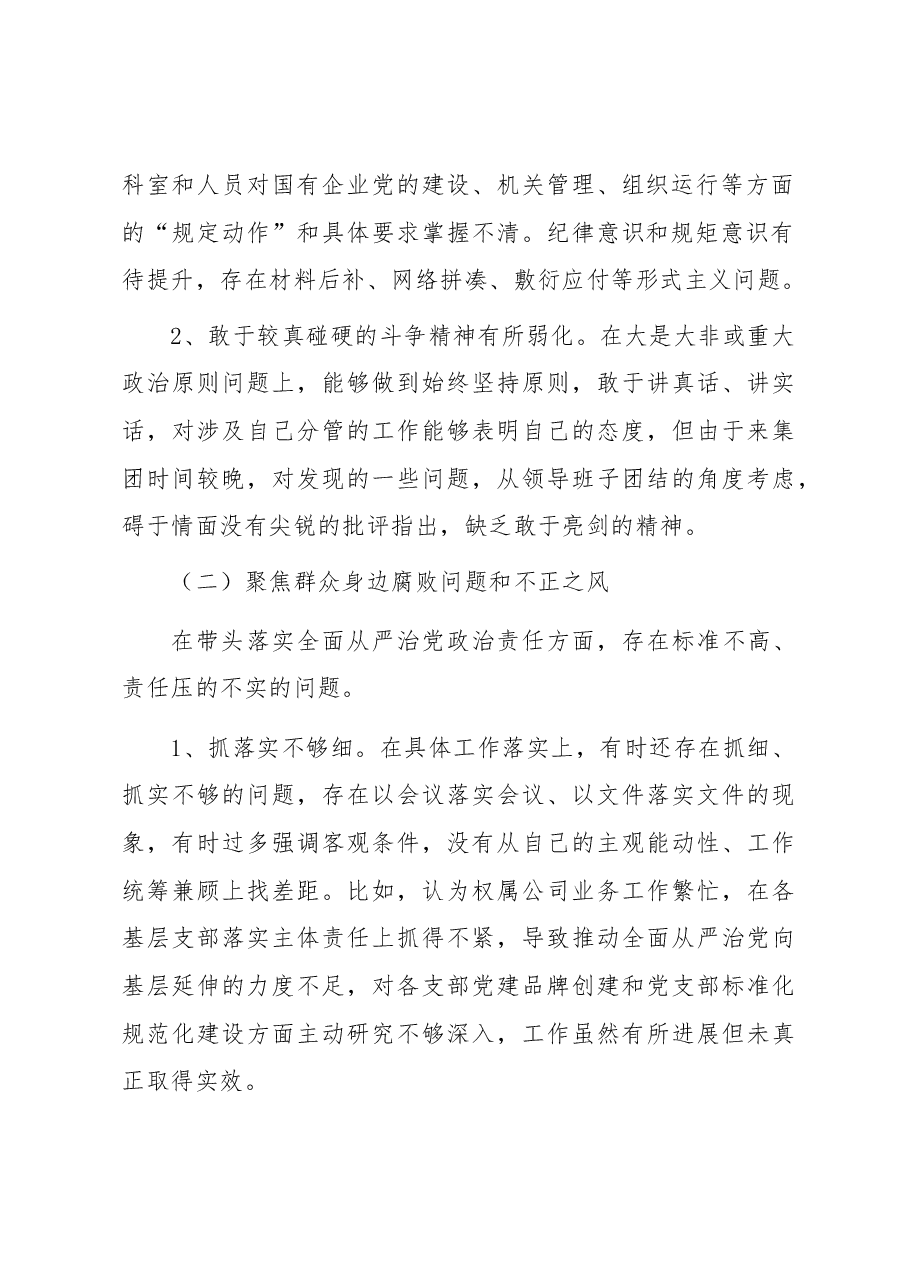 国企巡察整改专题民主生活会总经理个人发言材料.docx，第2页预览