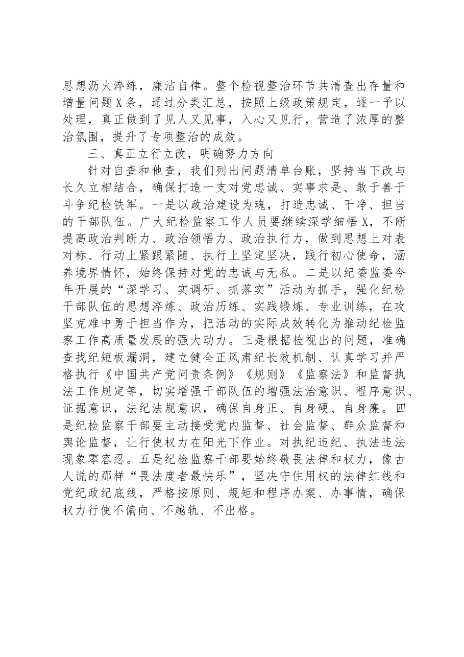 某区纪检监察干部队伍教育整顿“检视整治”阶段工作汇报.docx,第3页预览