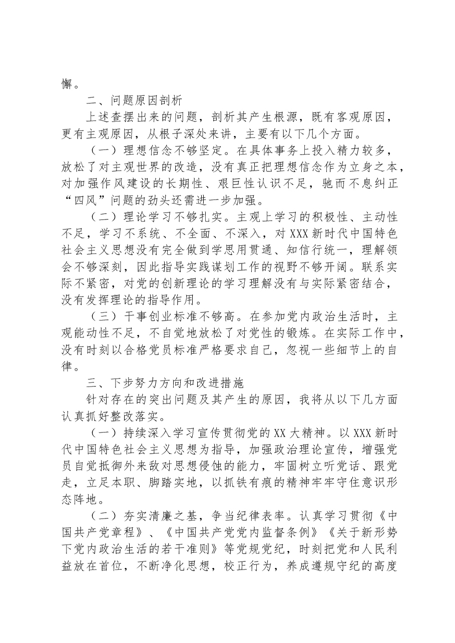 领导干部巡视整改专题民主生活会党员个人发言提纲.docx,第3页预览