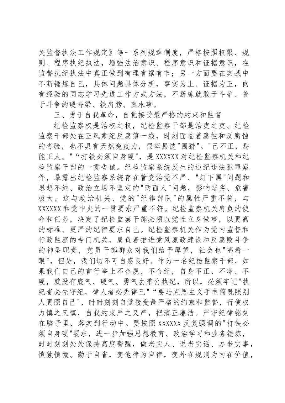 某纪检监察干部在教育整顿检视整治环节专题研讨交流会上的发言提纲.docx,第3页预览