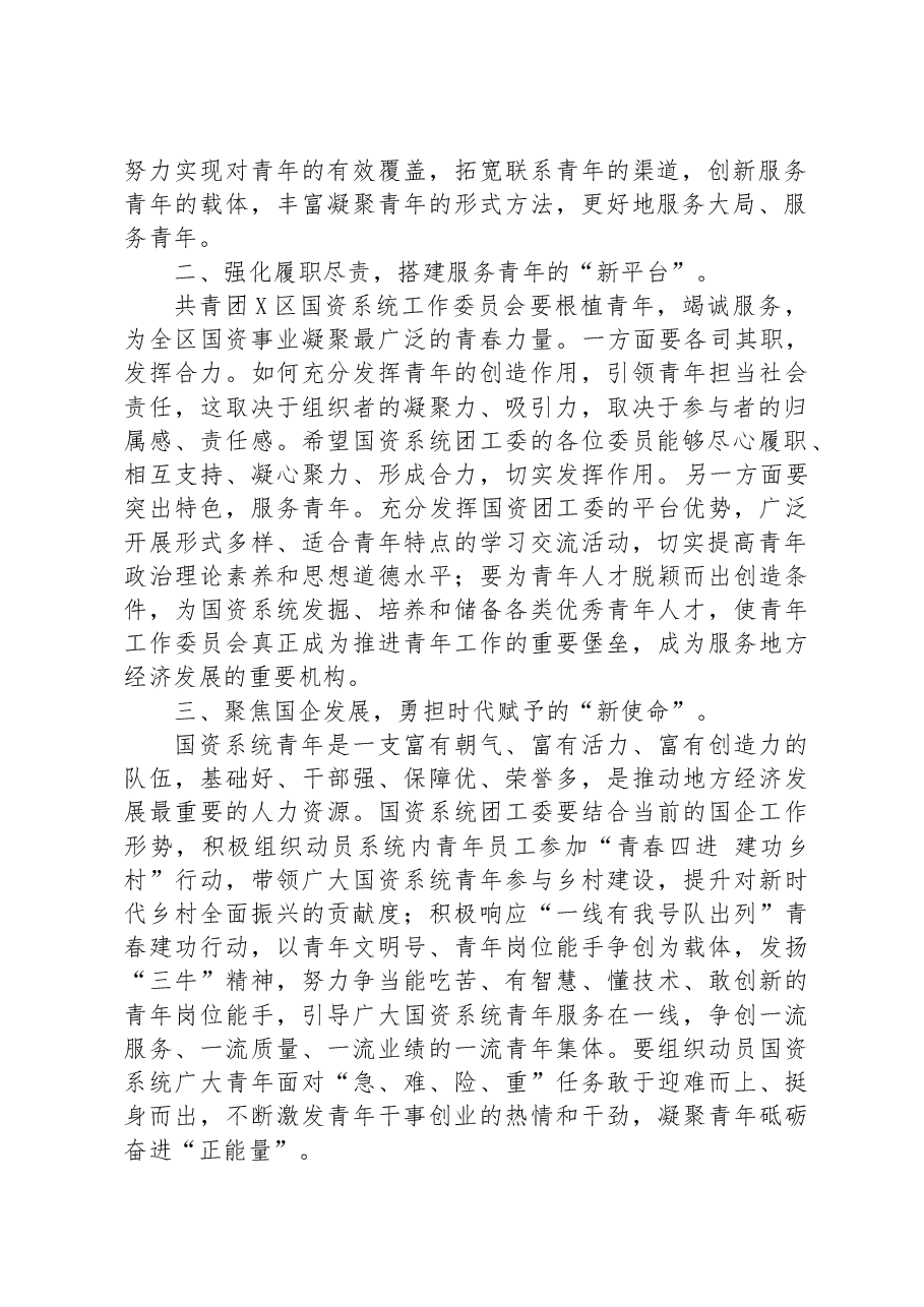 在国资系统共青团工作委员会成立大会上的讲话.docx,第2页预览