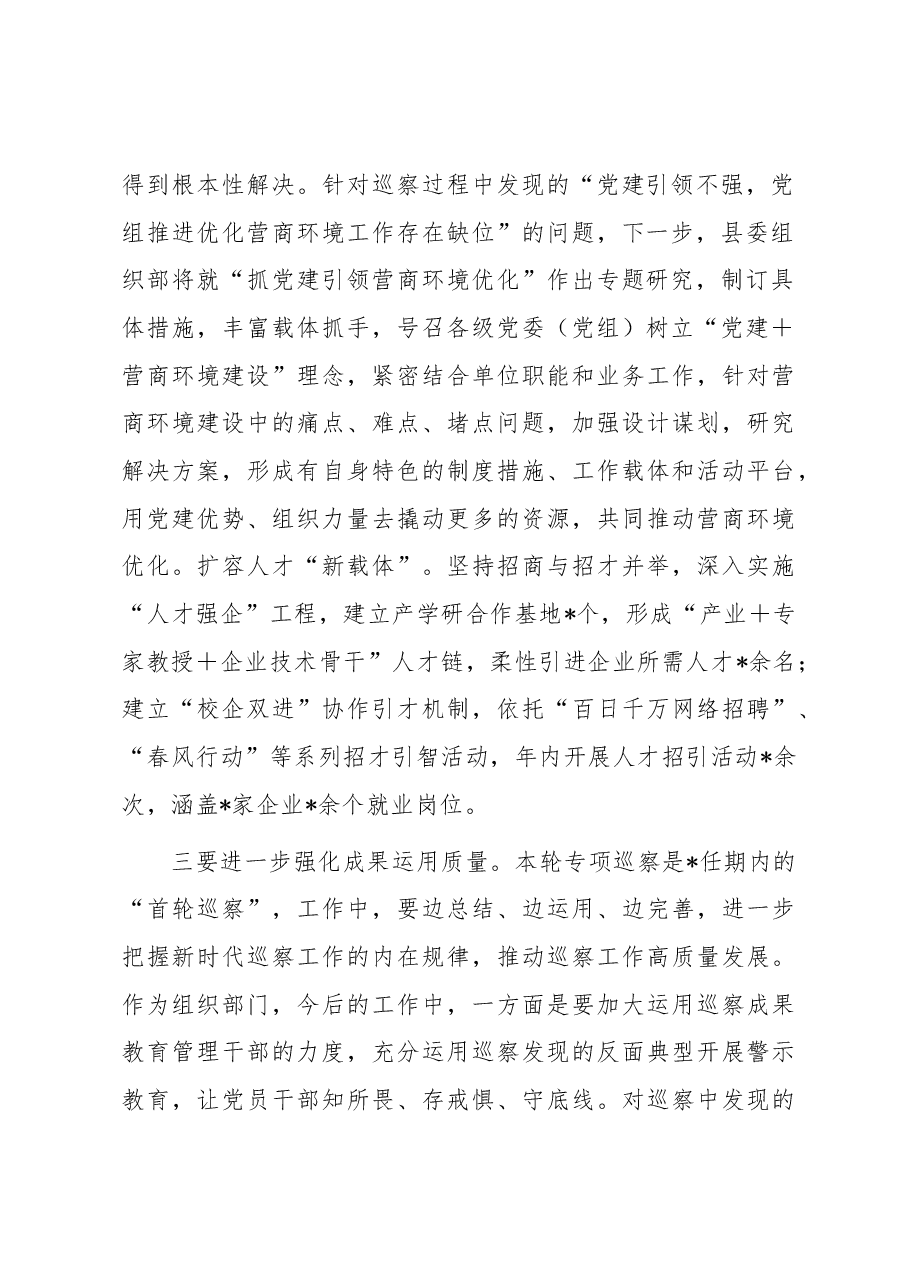 在营商环境专项巡察汇报会上的讲话提纲.docx,第2页预览