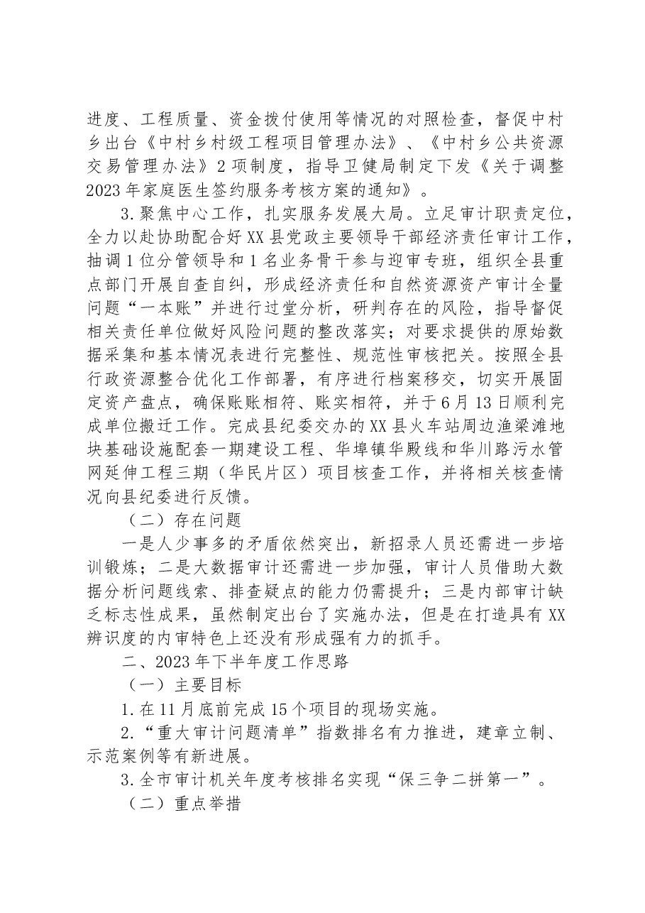 县审计局2023年上半年工作总结和下半年工作思路 .docx,第2页预览