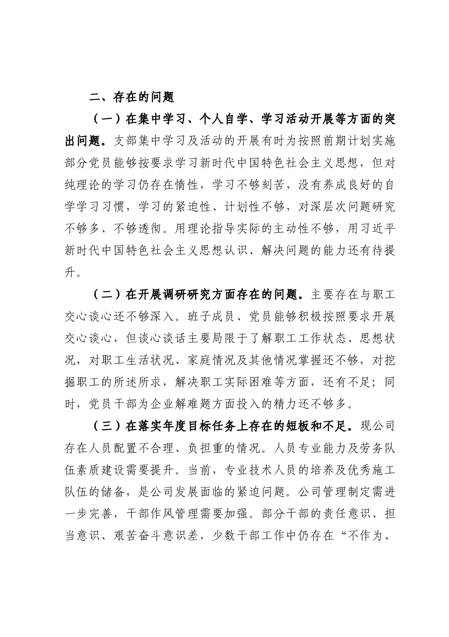 公司支部主题教育组织生活会班子对照检查材料.docx,第3页预览