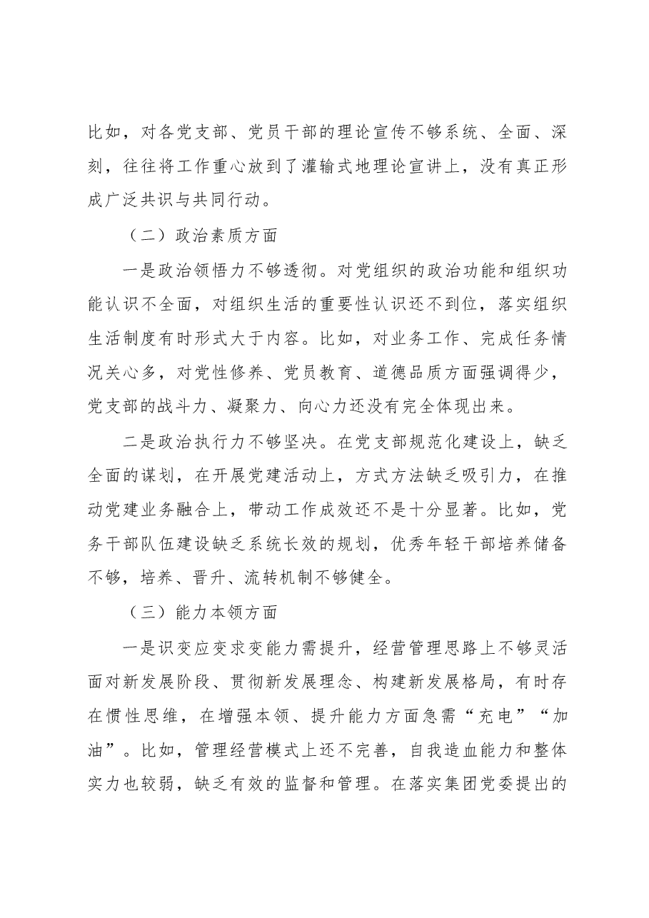 国企董事长2023年度主题教育专题组织生活会个人对照检查材料.docx，第3页预览