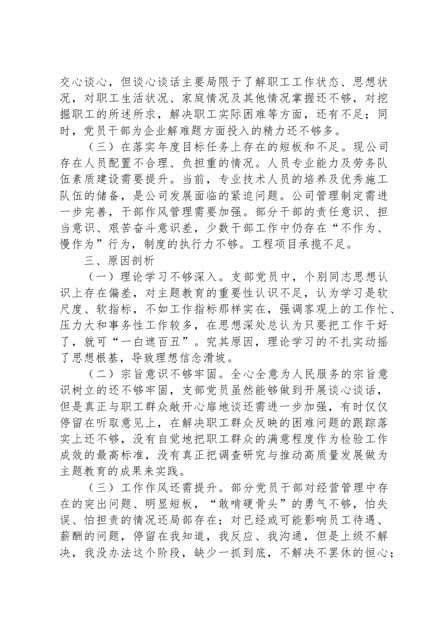 公司支部主题教育组织生活会班子对照检查材料.docx,第3页预览