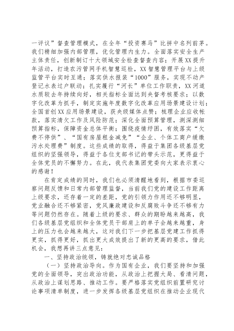 某国企党委书记在党员大会上的讲话.docx,第3页预览