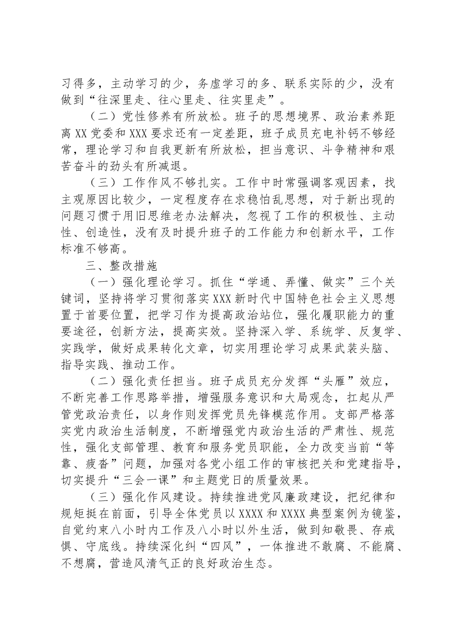2023专题组织生活会支部班子对照检视材料.docx,第3页预览