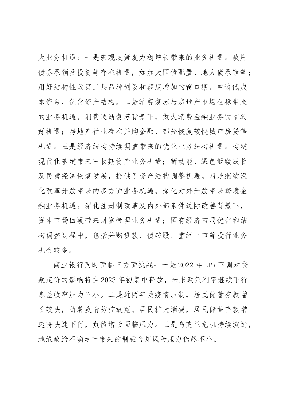 2023年商业银行运行展望工作报告(银行).docx,第2页预览