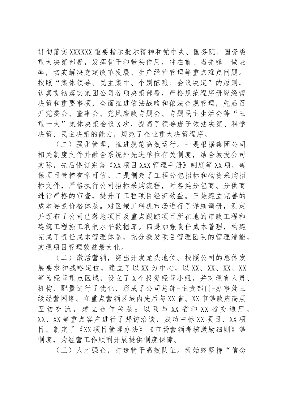 公司党委书记个人述职述廉报告.docx，第2页预览