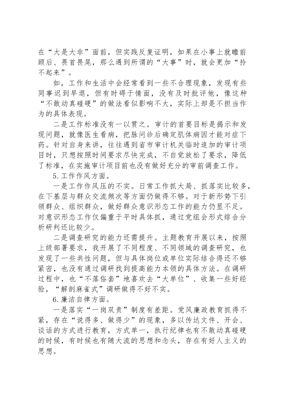 审计局党组书记主题教育民主生活会材料.docx,第3页预览