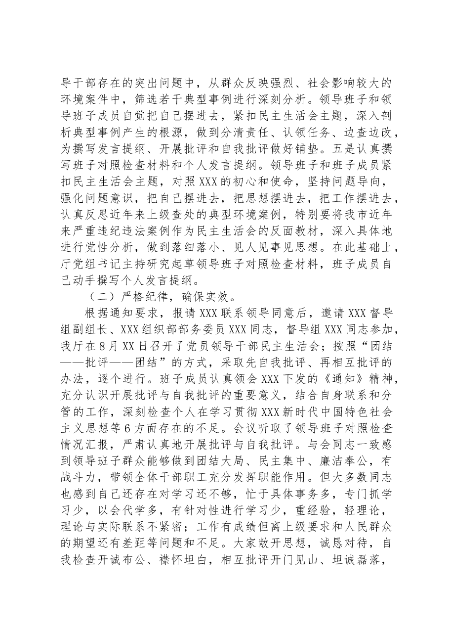 2023年度厅领导班子在民主生活会情况的报告.docx,第2页预览