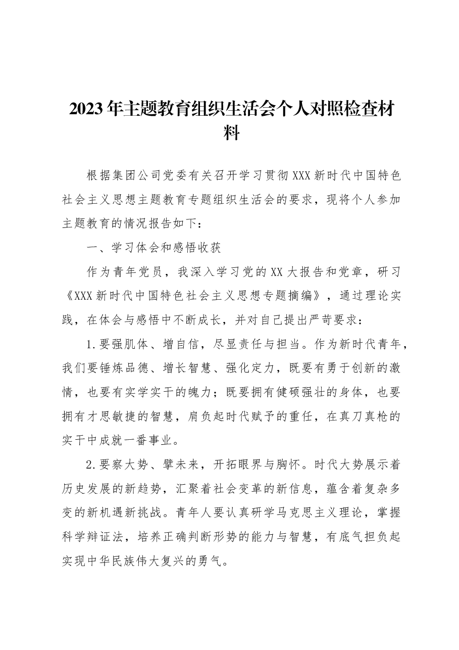 （6篇）2023年主题教育组织生活会个人对照检查材料汇编.docx，第2页预览