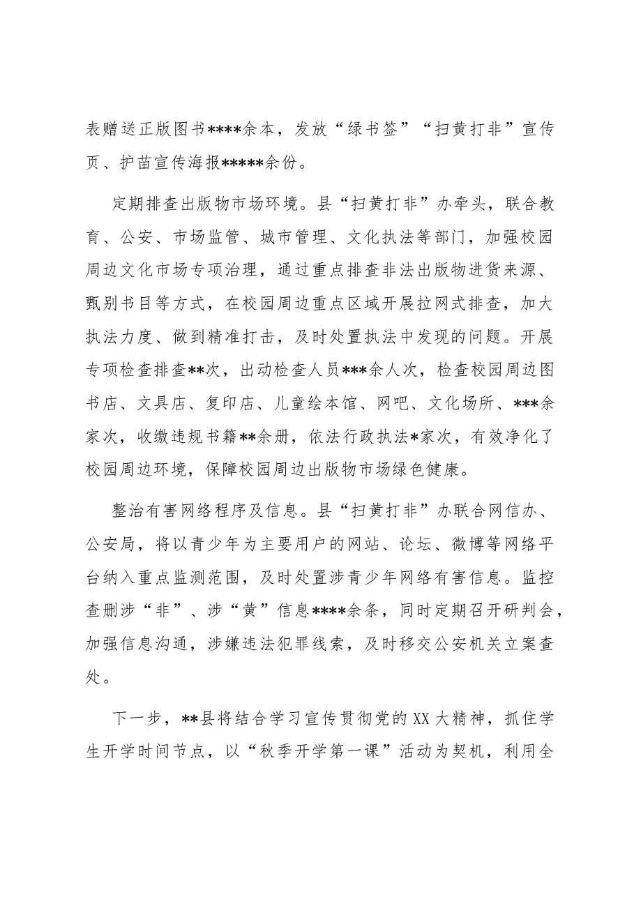 在全市未成年扫黄打非工作推进会上的汇报发言.docx,第2页预览
