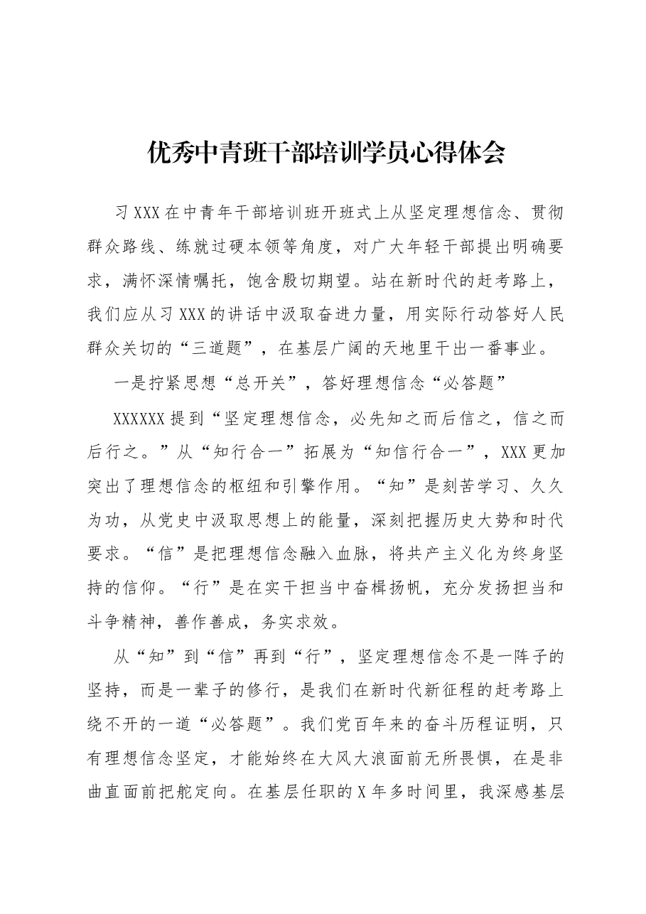 优秀中青班干部培训学员心得体会.docx,第1页预览