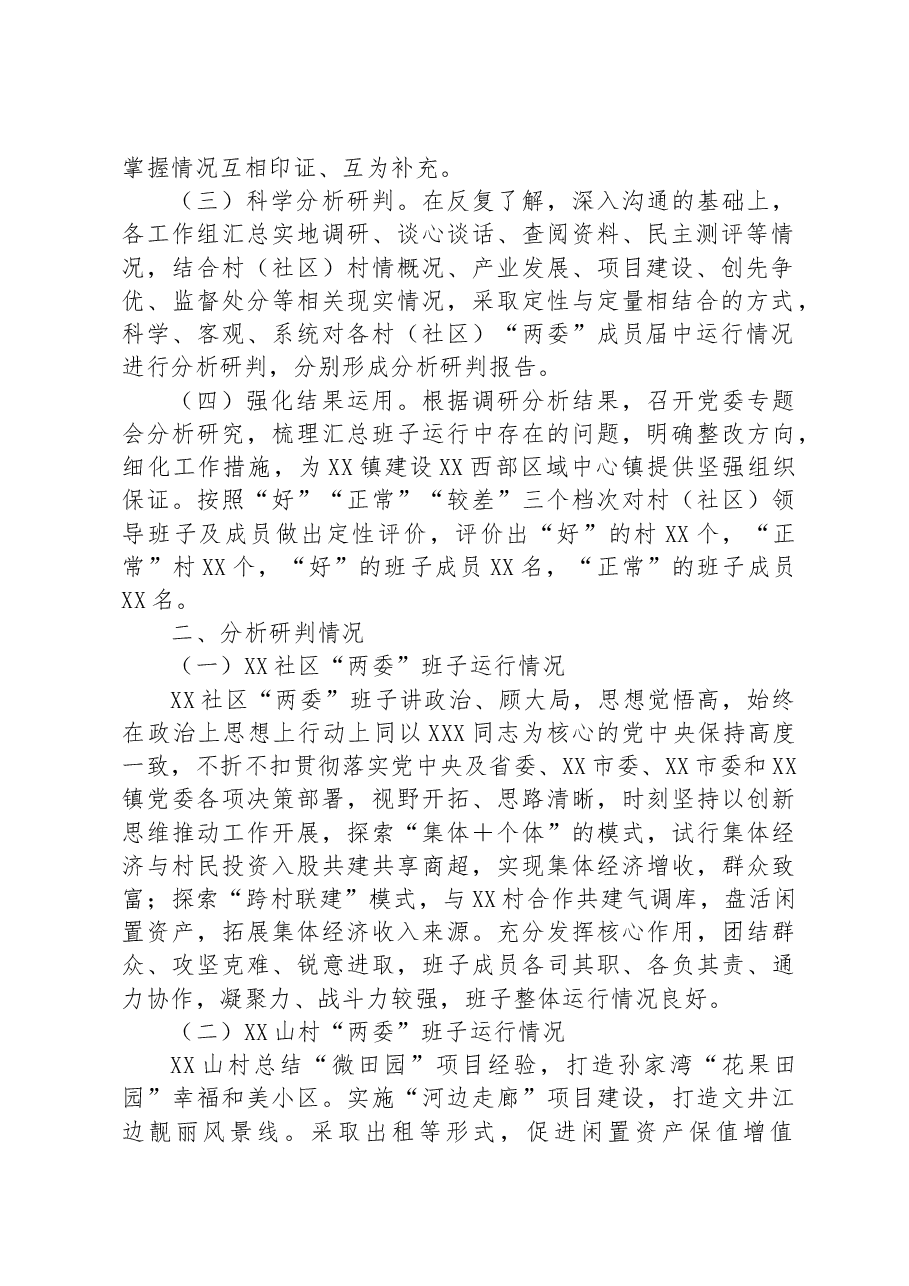 镇下辖村（社区）“两委”班子运行情况分析研判报告.docx，第2页预览