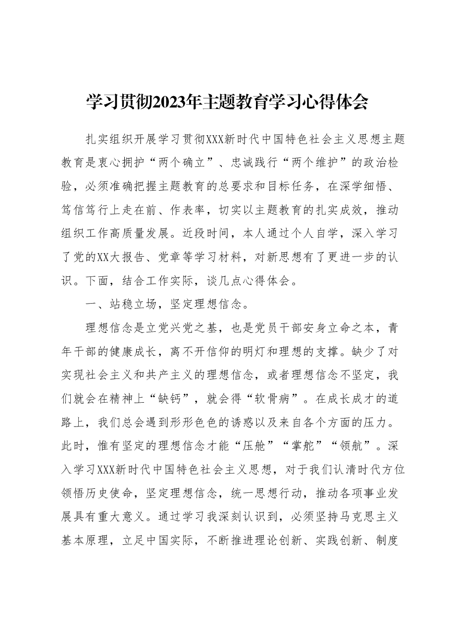 学习贯彻2023年主题教育学习心得体会 (4).docx,第1页预览
