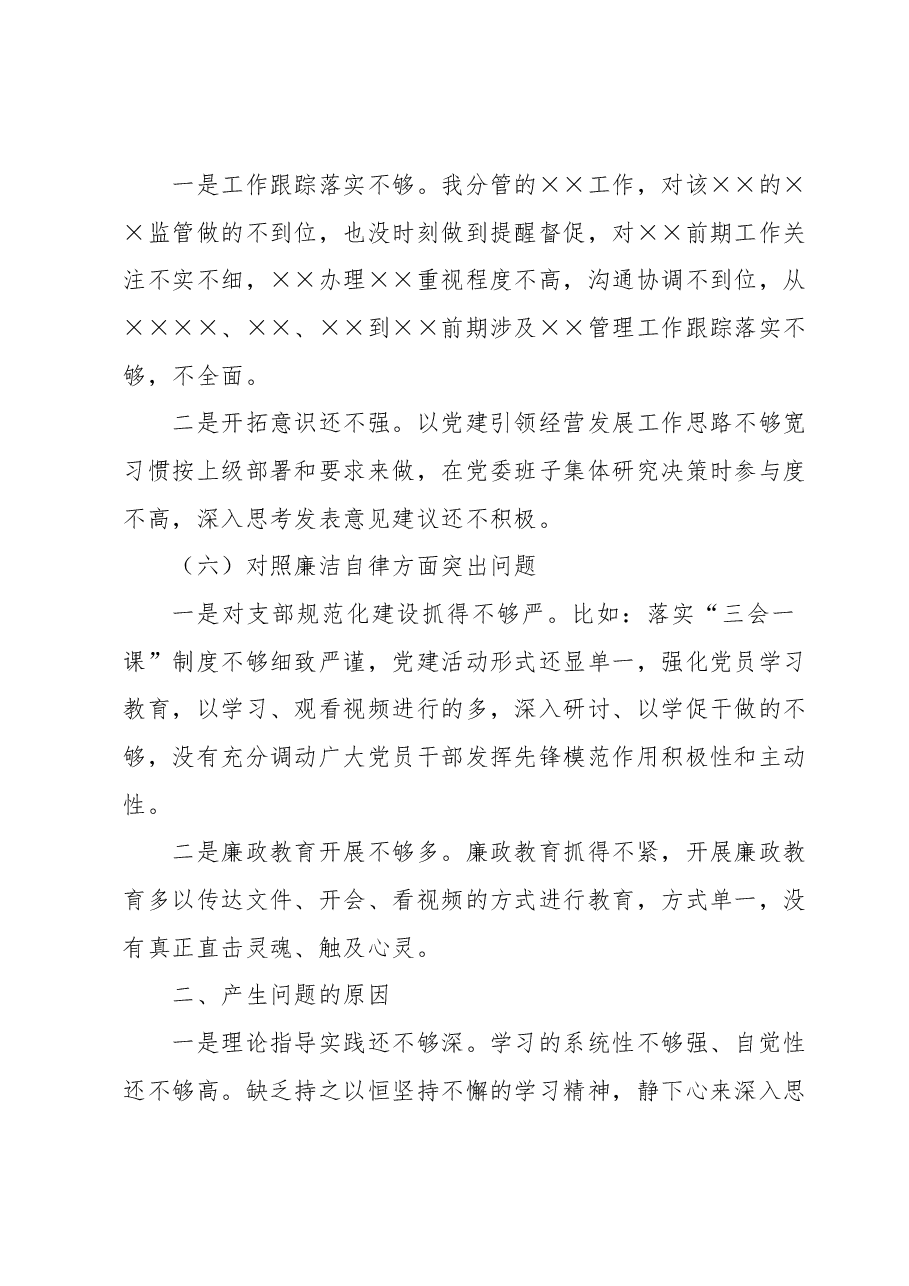 2023年第一批主题教育专题民主生活会 专职书记个人剖析查摆发言提纲.docx，第3页预览